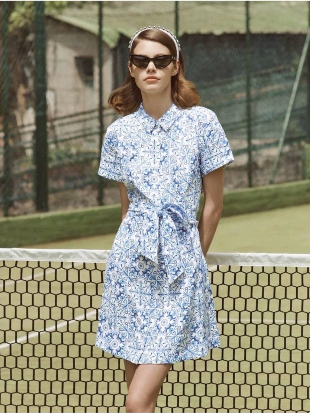 Hill House Blue Mosaic Laura Linen Shirt Dress